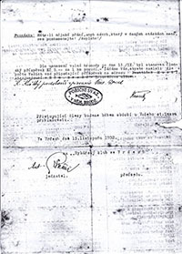 Přihláška k založení rybářského spolku - rub