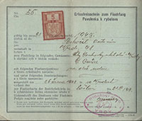 Ukázka historického rybářského lístku německy